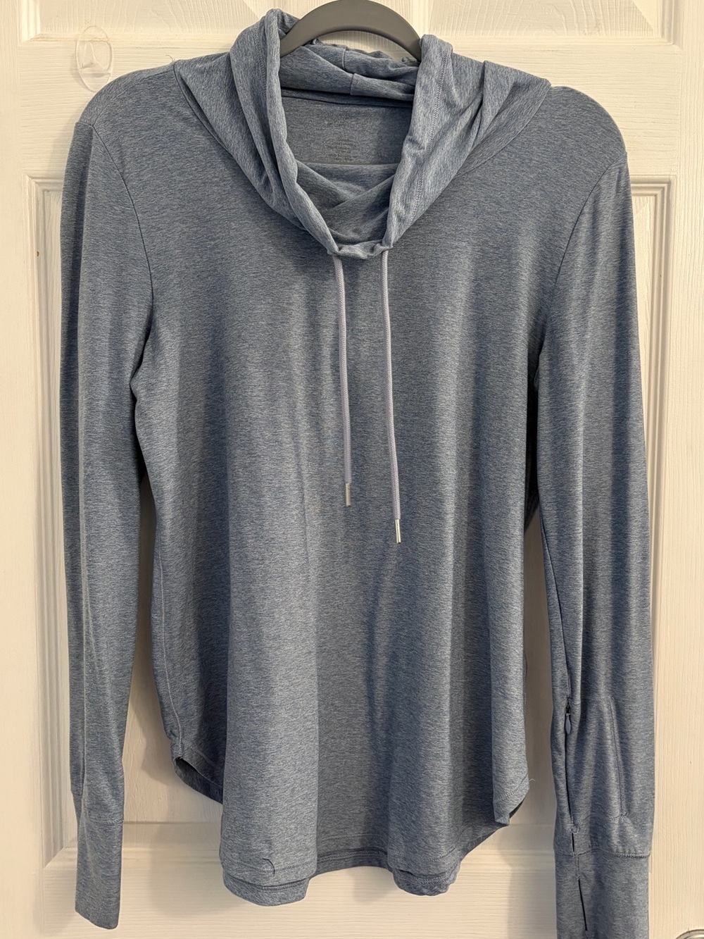 Lightweight Blue Cowl Neck Long-Sleeve Top. Size medium.